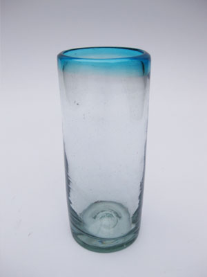 Sale Items / 'Aqua Blue Rim' highball glasses (set of 6) / Enjoy mojitos, cubas or any other refreshing drink with these classy highball glasses.